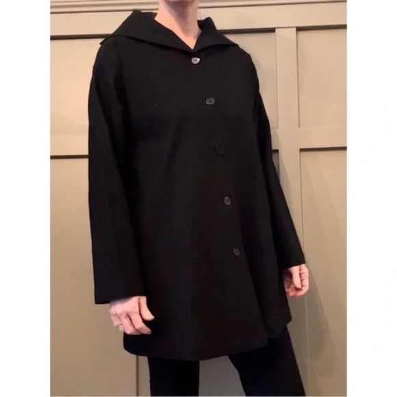 Blanque Longline Black Jacket Coat Button Front W/ Pockets Size Medium - Picture 2 of 14